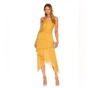 Shona Joy Iris Pin Tuck Frill Midi In Saffron M‎